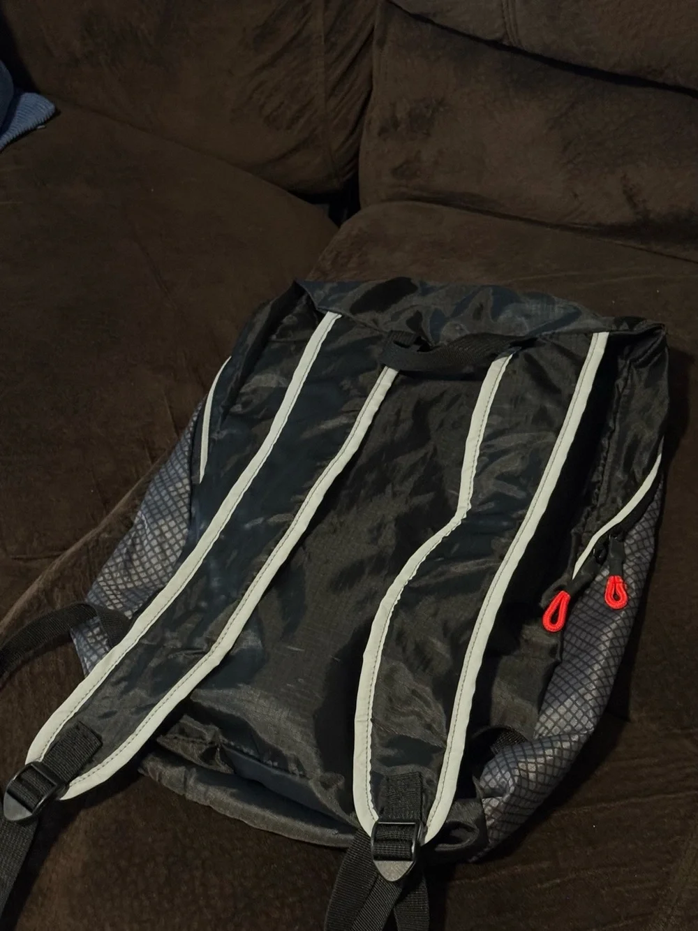 Black and Gray Men's Backpack with Red Accents